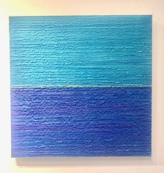 Silk Road 442 - Cobalt Blue Bright Electric Teal Color Field Encaustic Wax, 2019