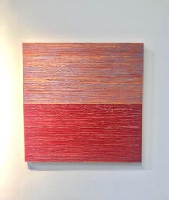 Ruta de la Seda 479 - Pintura Contemporánea de Campo de Color Rosa Melocotón Rojo Brillante, 2019
