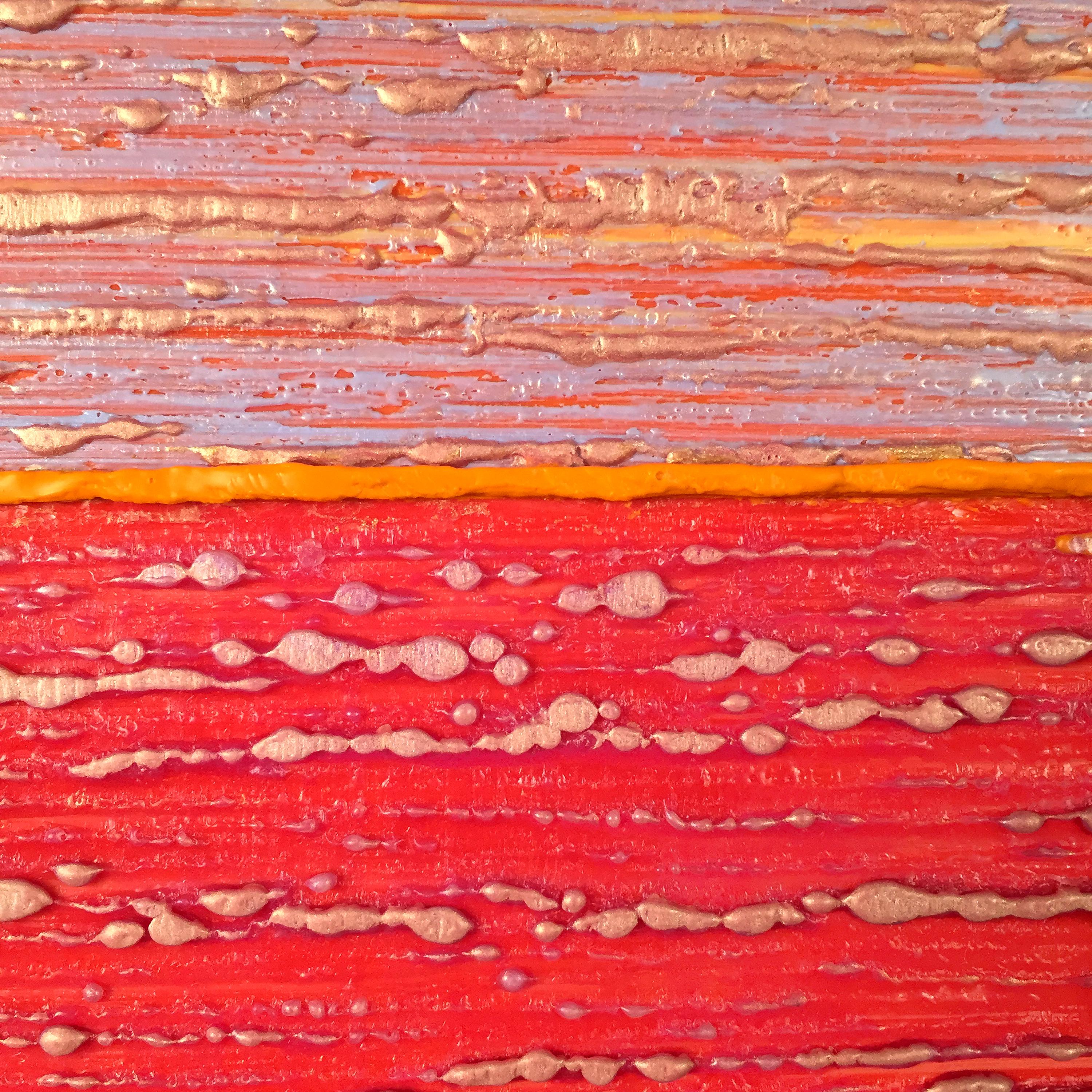Ruta de la Seda 479 - Pintura Contemporánea de Campo de Color Rosa, Melocotón Rojo Brillante, 2019 en venta 1