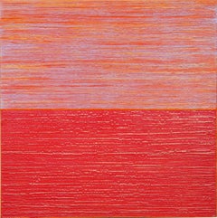 Peinture carrée couleur champ en soie irisée, rose pêche, rouge vif 479