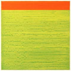 Silk Road 513 - Lime Yellow Green Coral Encaustic Wax Painting, 2026