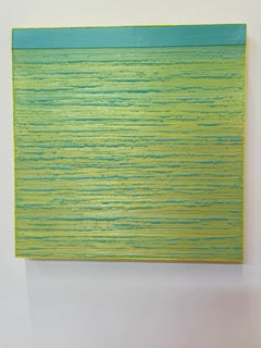 Silk Road 517 - Peinture à la cire encaustique : jaune citron, vert, bleu sarcelle, 2026