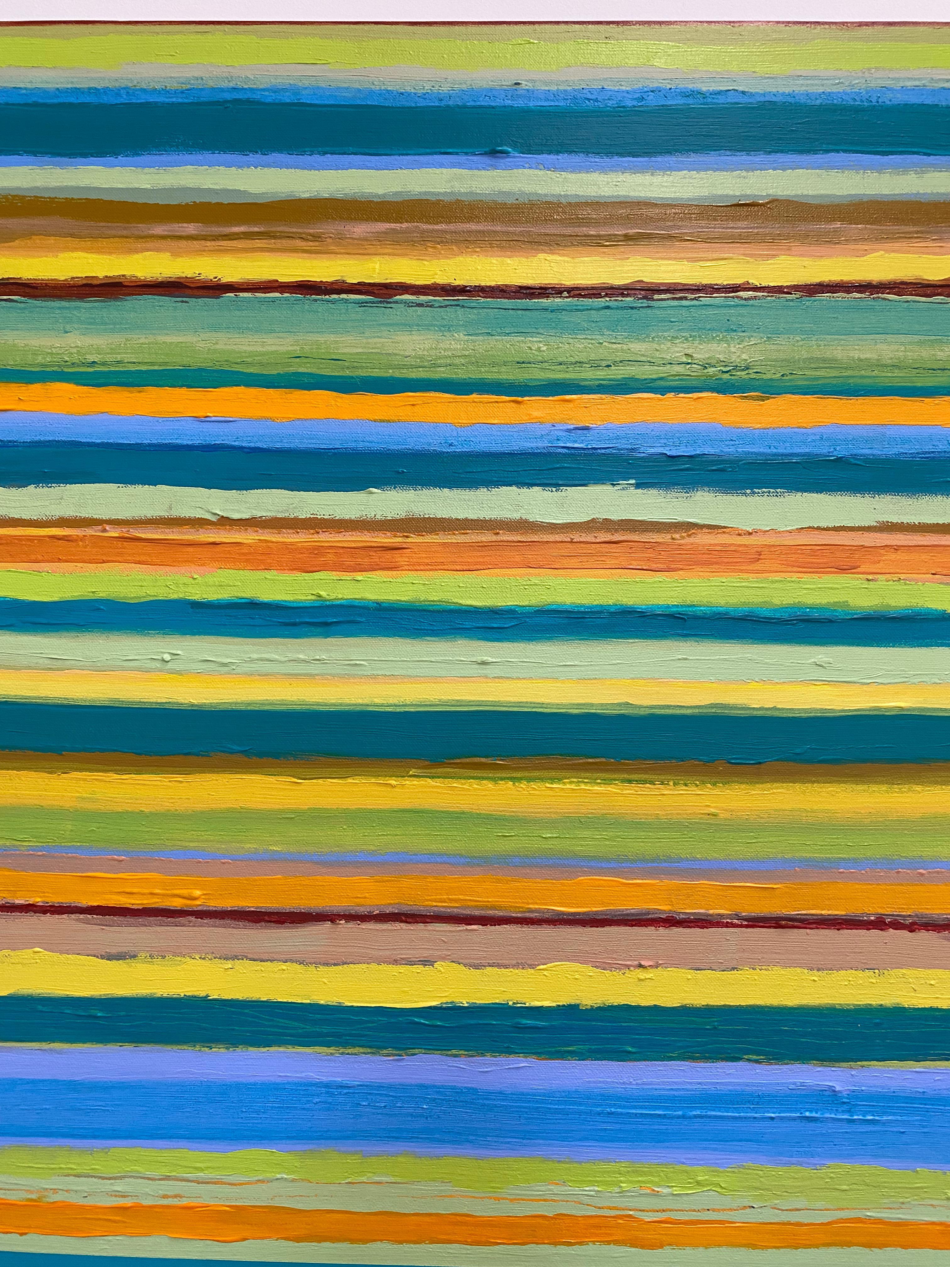 Tutto Eight - Light Teal Blue Lime Green Golden Yellow Orange Stripes, 2022 im Angebot 8
