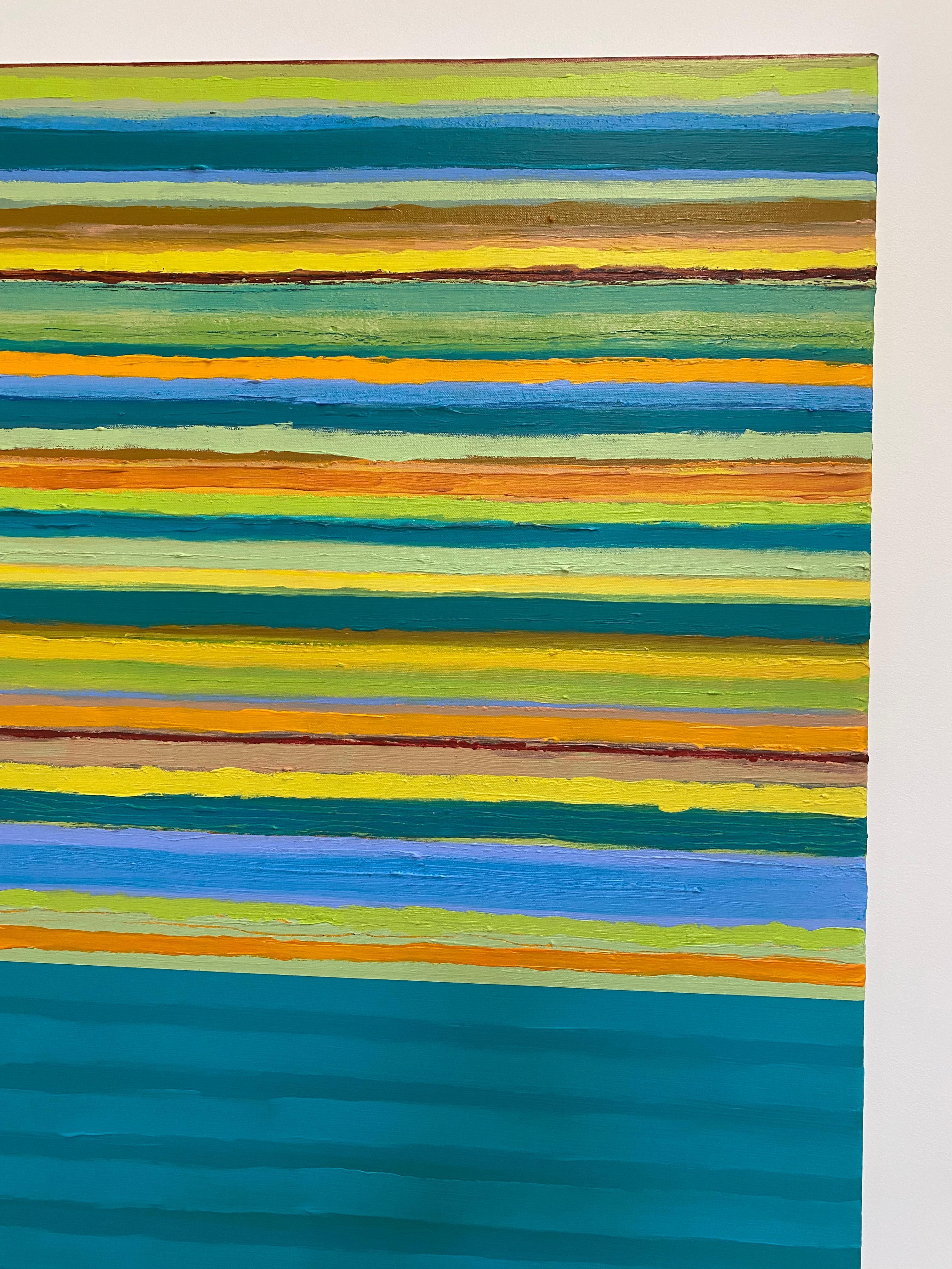 Tutto Eight - Light Teal Blue Lime Green Golden Yellow Orange Stripes, 2022 im Angebot 9