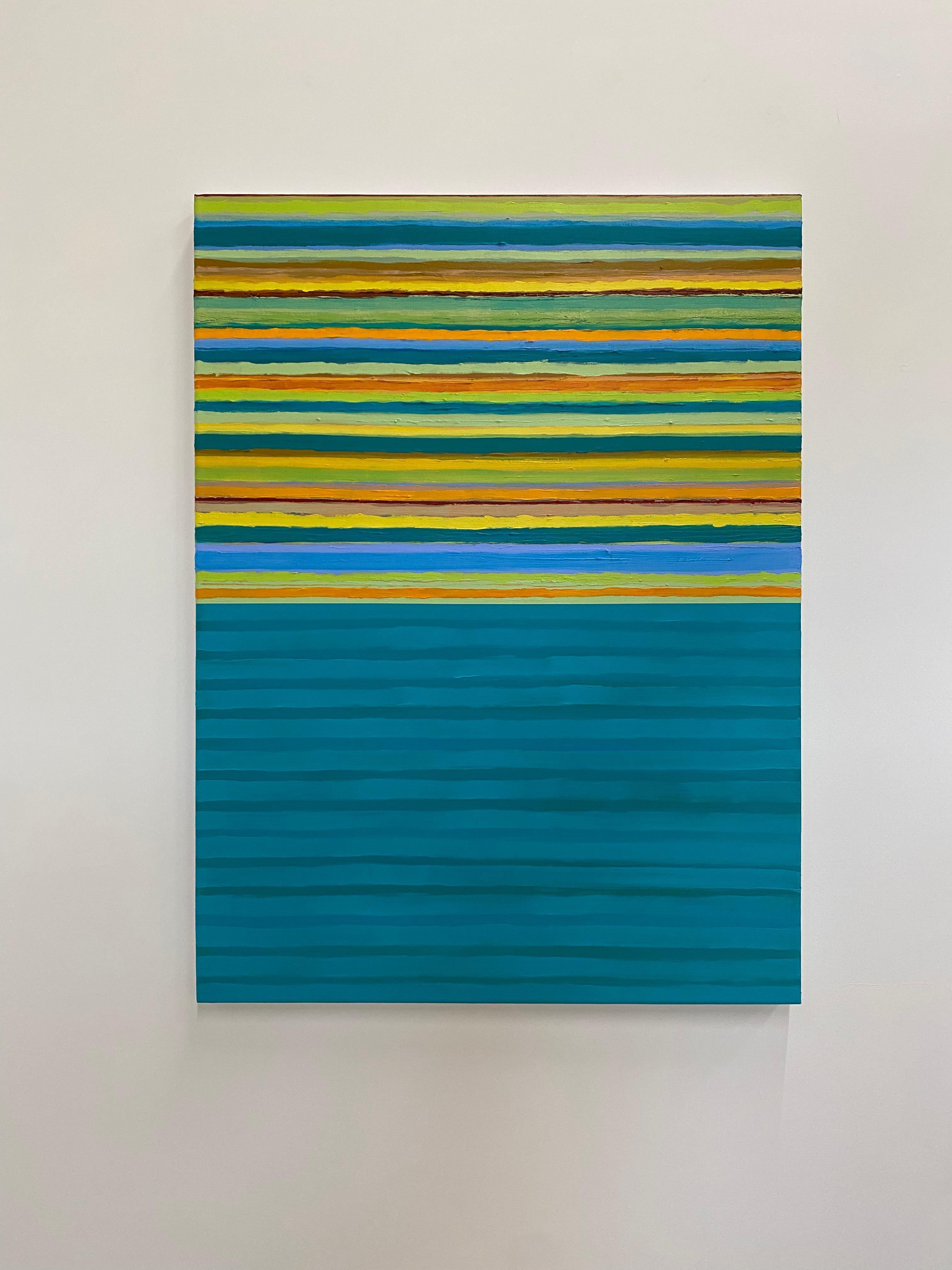 Tutto Eight - Light Teal Blue Lime Green Golden Yellow Orange Stripes, 2022 im Angebot 12