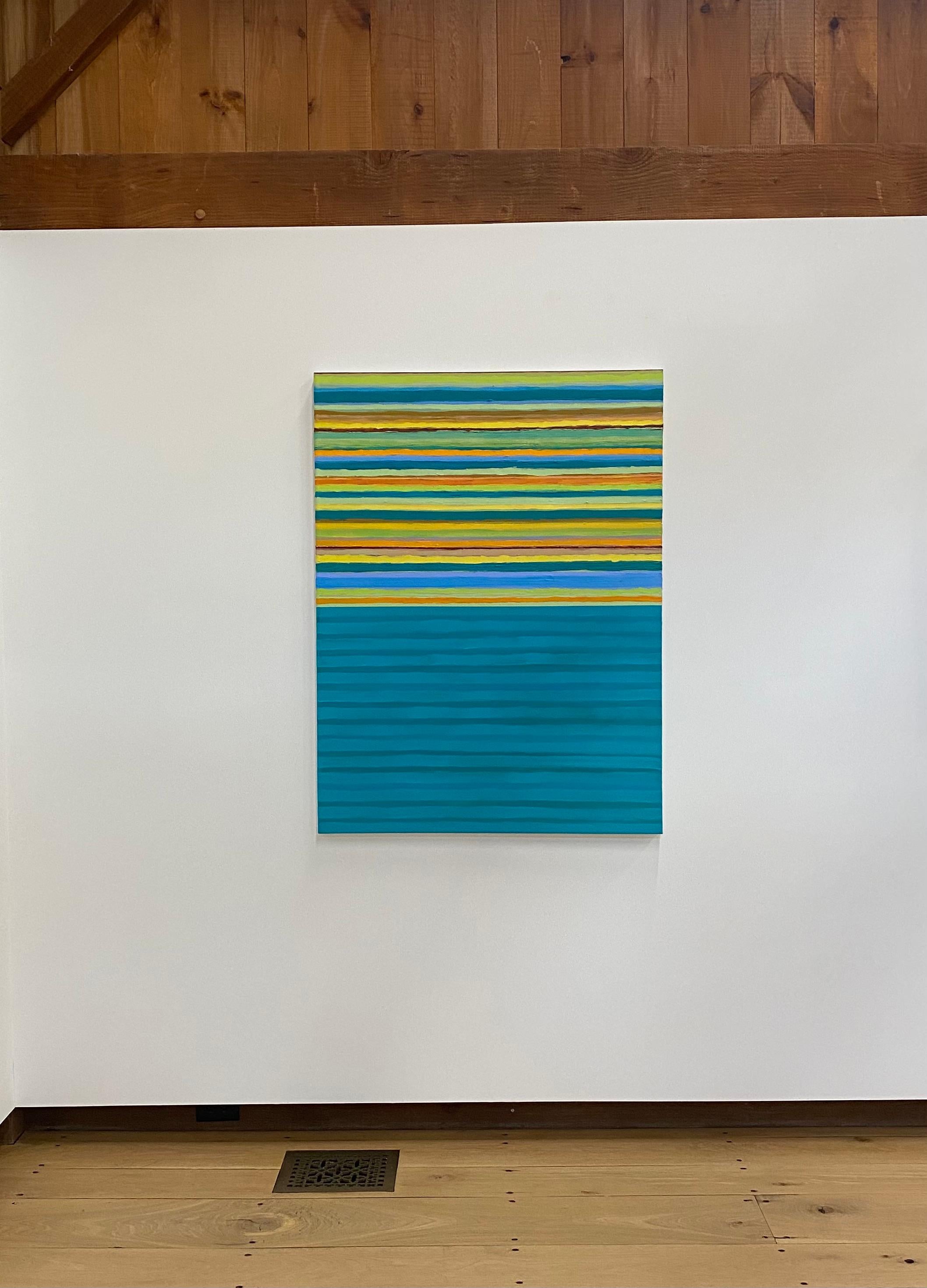 Tutto Eight - Light Teal Blue Lime Green Golden Yellow Orange Stripes, 2022 im Angebot 13