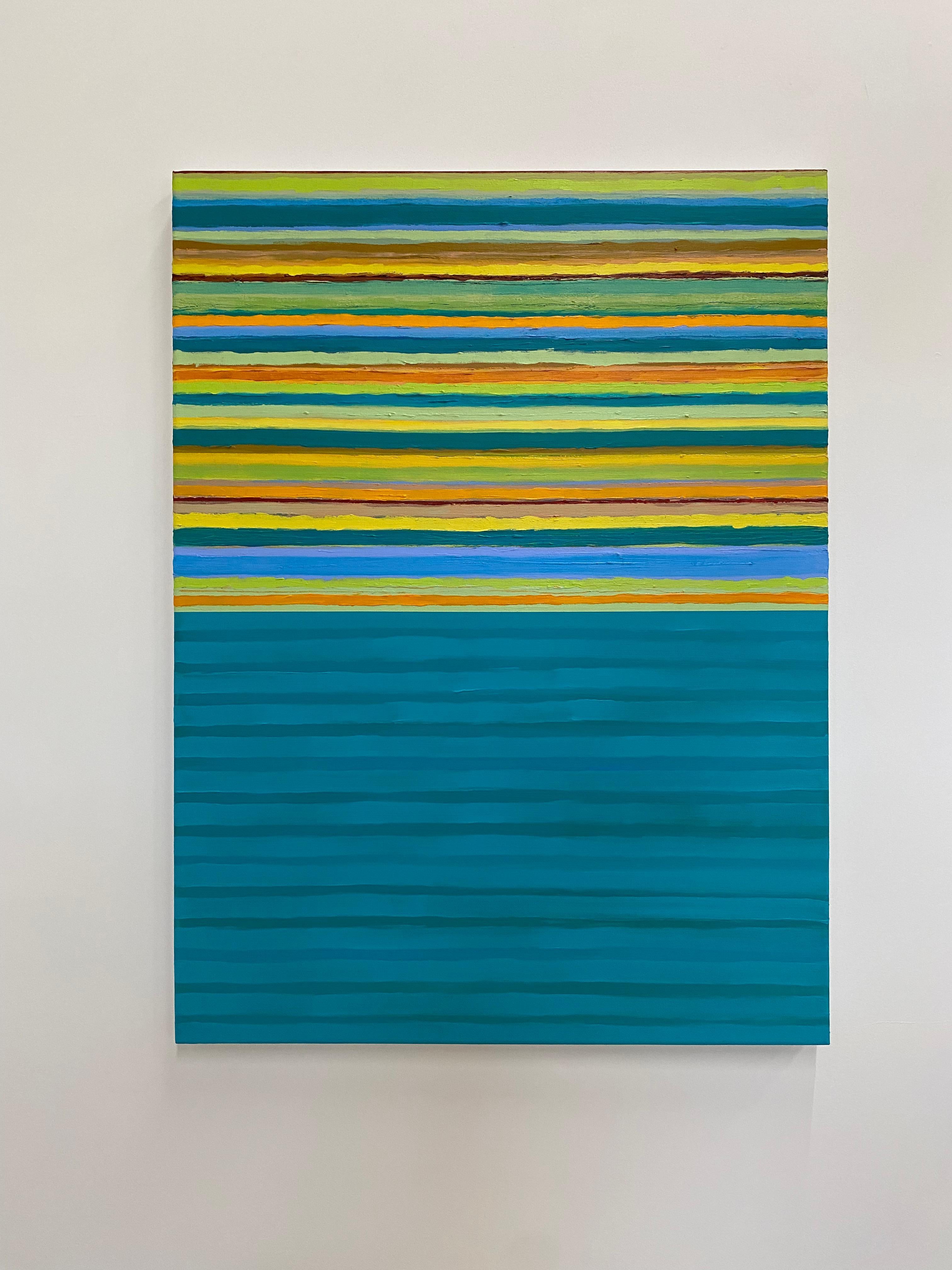 Tutto Eight - Light Teal Blue Lime Green Golden Yellow Orange Stripes, 2022 im Angebot 15