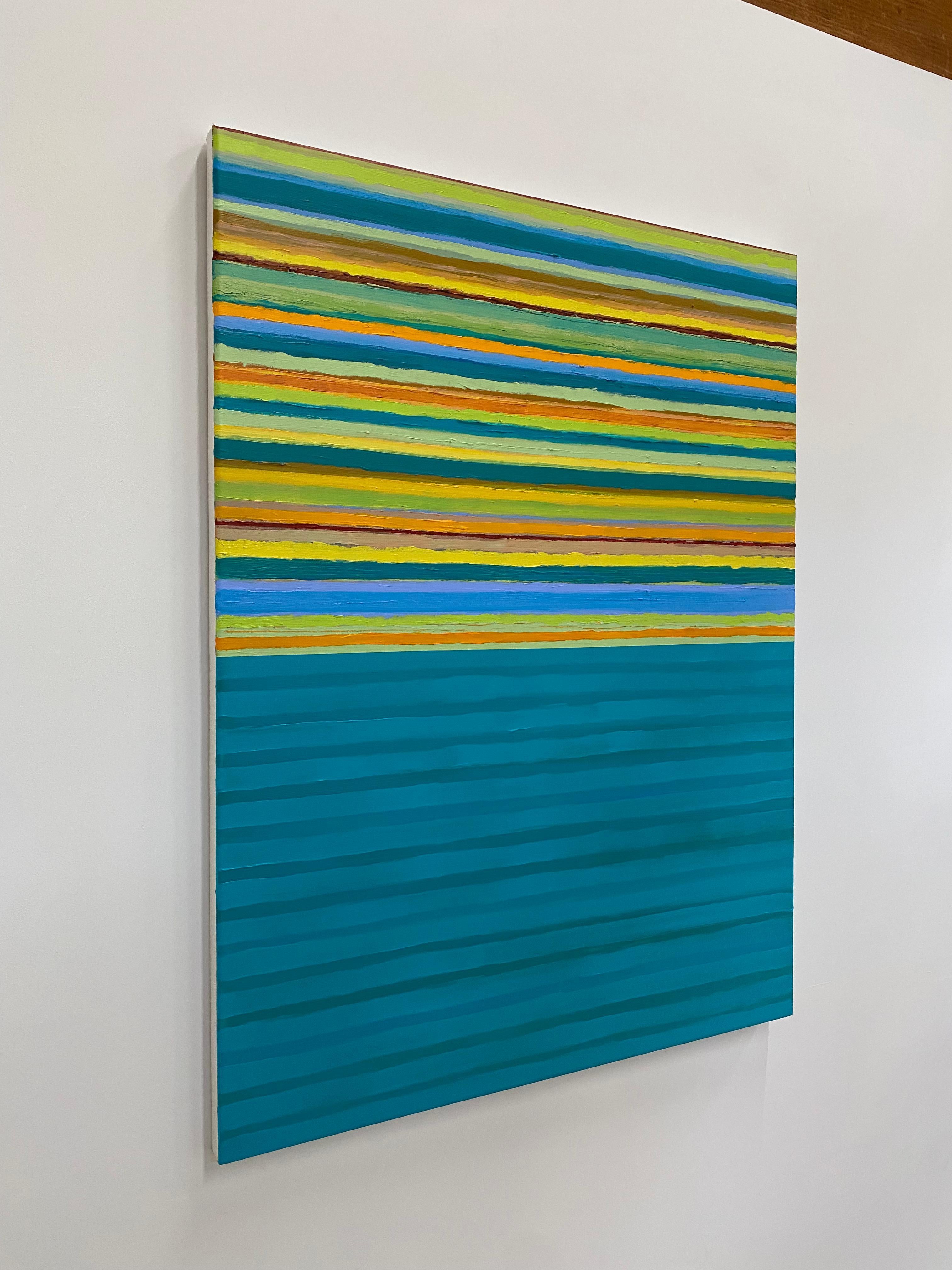 Tutto Eight - Light Teal Blue Lime Green Golden Yellow Orange Stripes, 2022 im Angebot 2