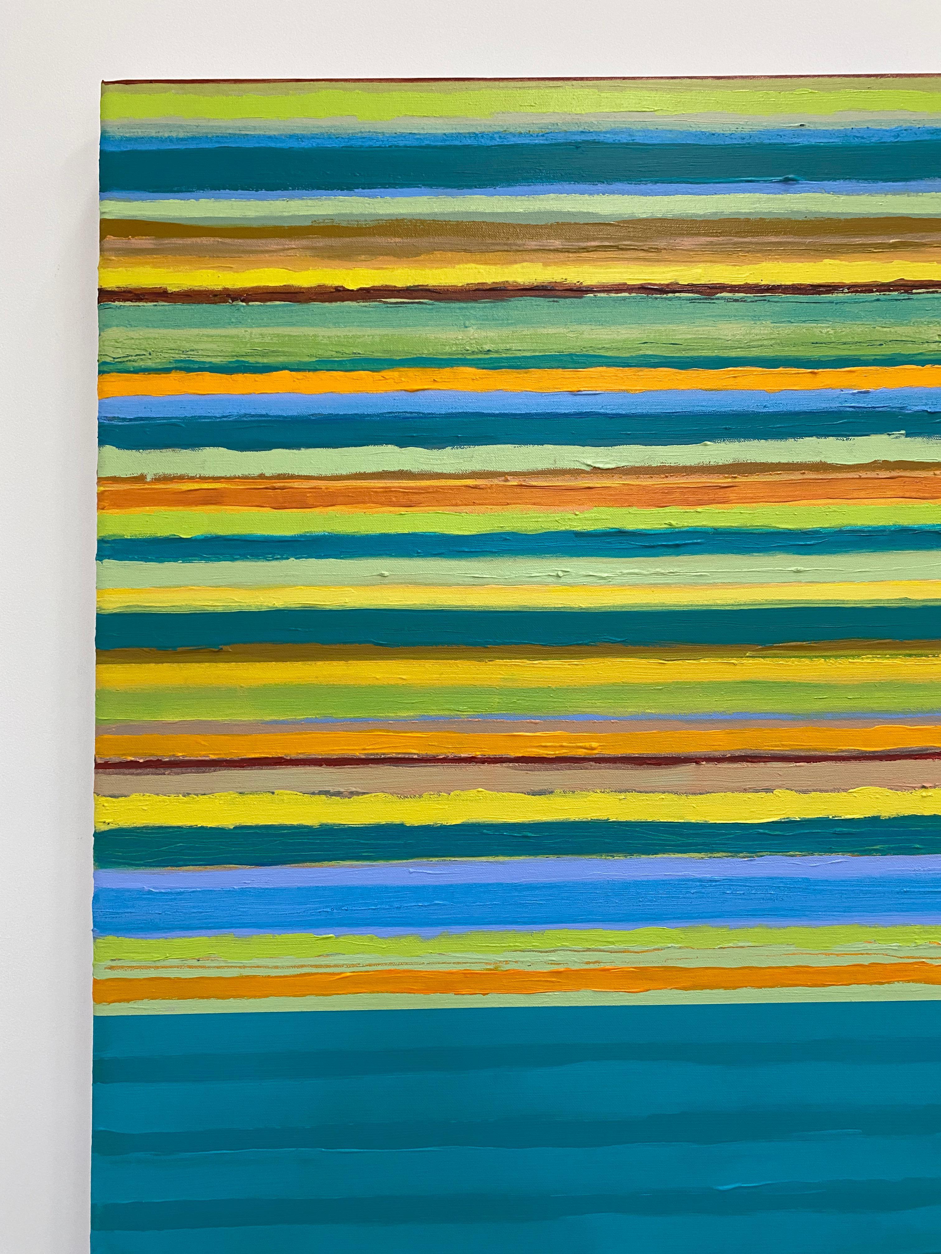 Tutto Eight - Light Teal Blue Lime Green Golden Yellow Orange Stripes, 2022 im Angebot 5