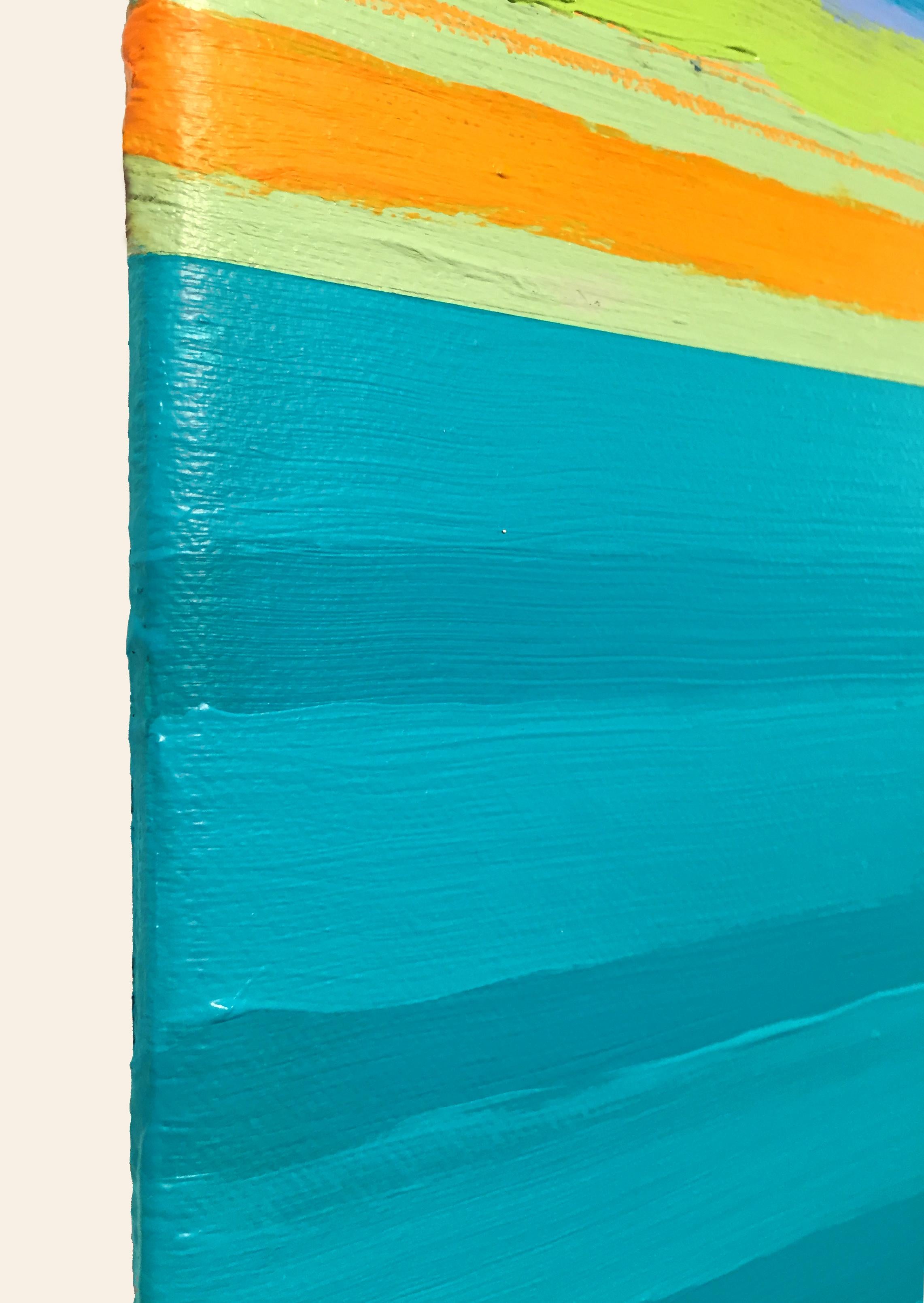 Tutto Eight - Light Teal Blue Lime Green Golden Yellow Orange Stripes, 2022 im Angebot 6