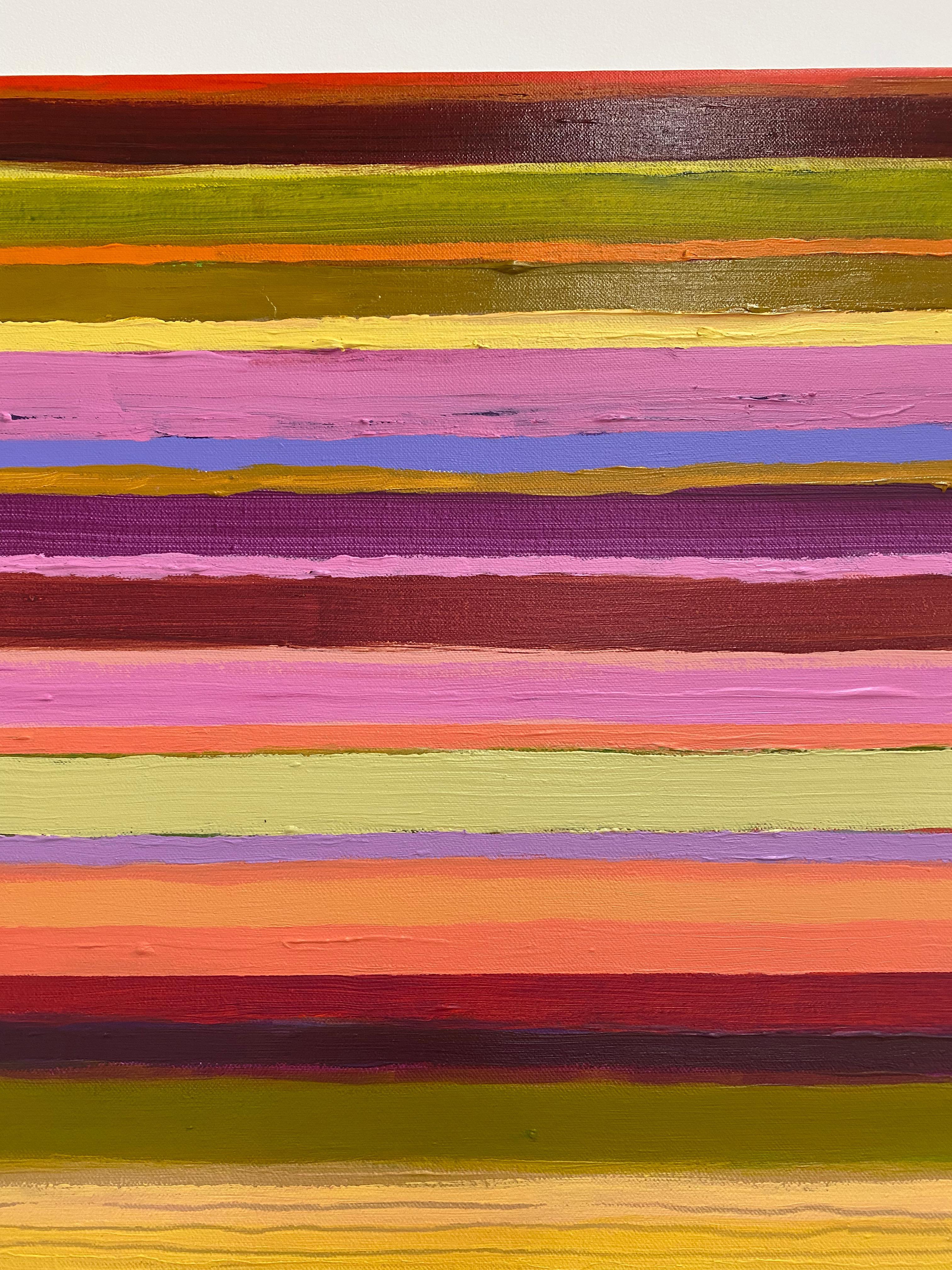 Tutto Nine - Quadro a strisce in tecnica mista Arancione Verde Rosso Rosa Giallo, 2022 in vendita 8