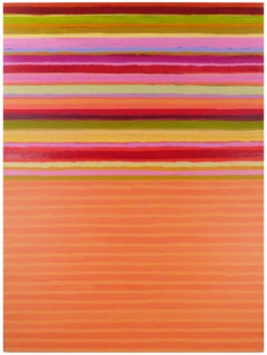 Tutto Nine - Pintura mixta a rayas Naranja Verde Rojo Rosa Amarillo, 2022