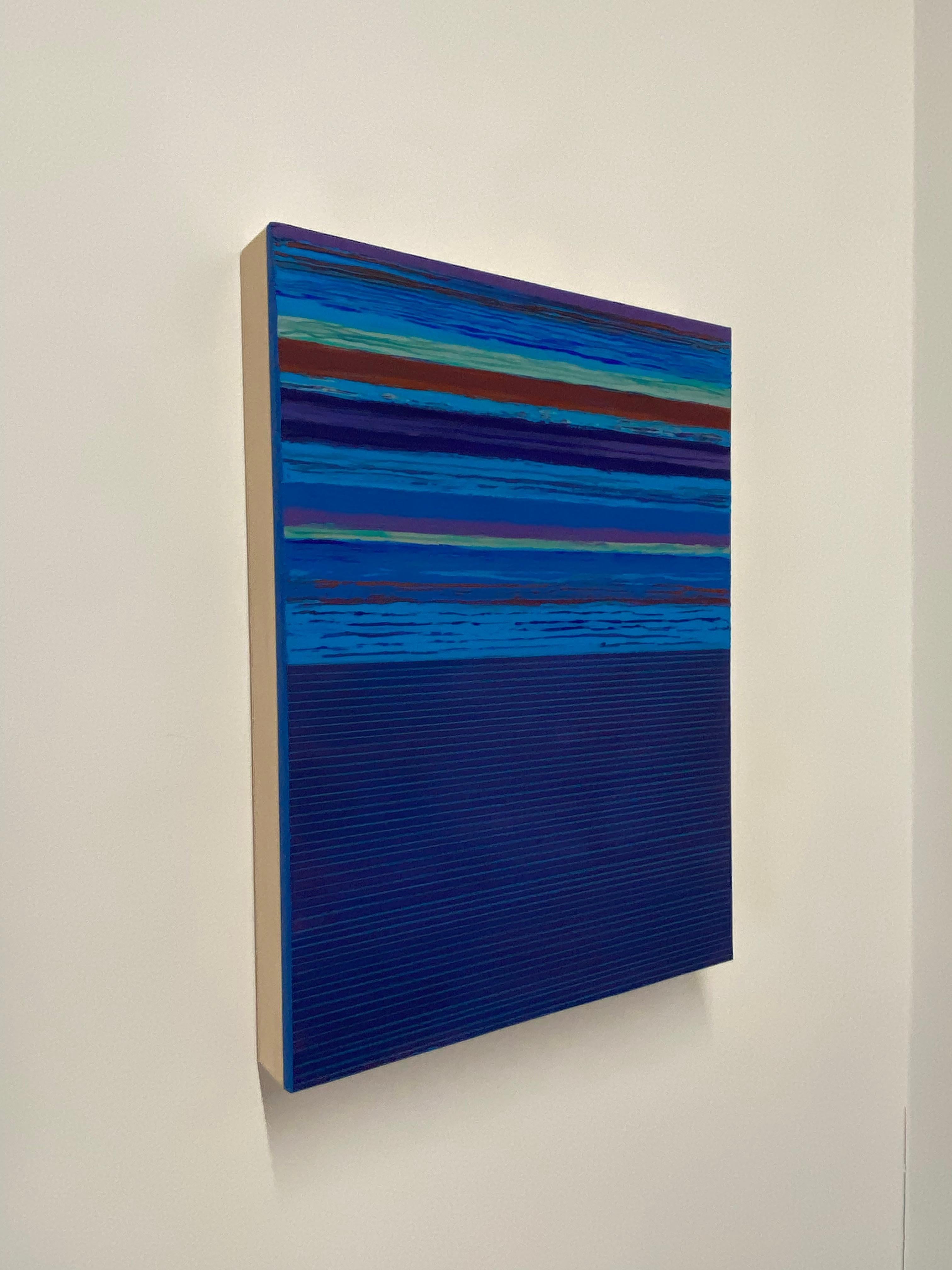 Tutto Three - Contemporary Blue Red Mint Green Stripes Mixed Media, 2022 For Sale 10