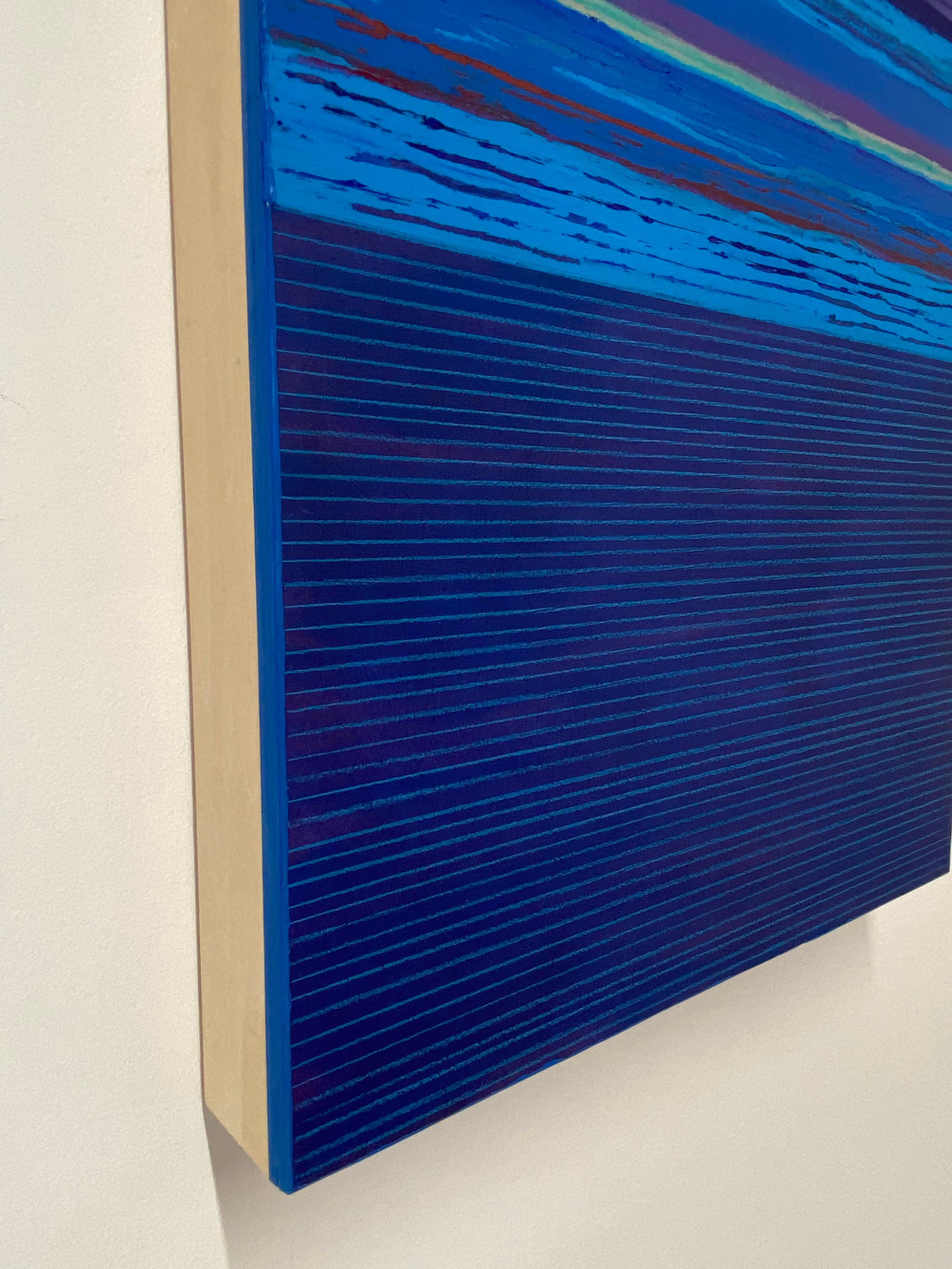 Tutto Three - Contemporary Blue Red Mint Green Stripes Mixed Media, 2022 For Sale 3