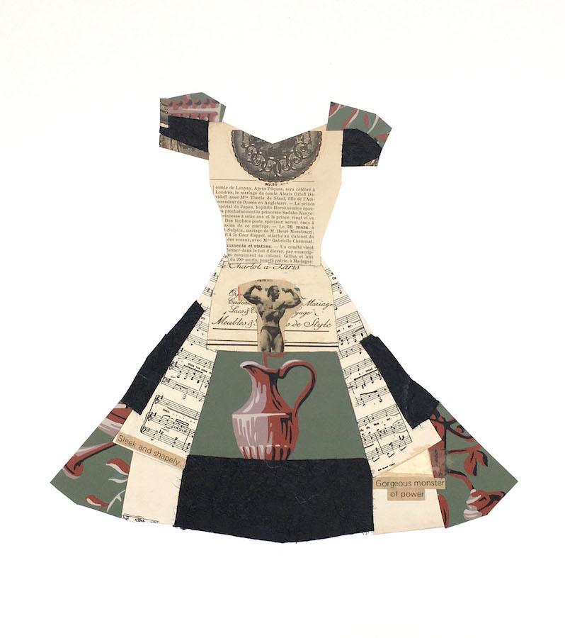 "The Monster of Power Dress", Handmade Paper collage Dress - Mixed Media Art by JoAnne McFarland
