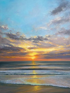 Balance - original sunset waves-seascape oil artwork - modern contemporary Art