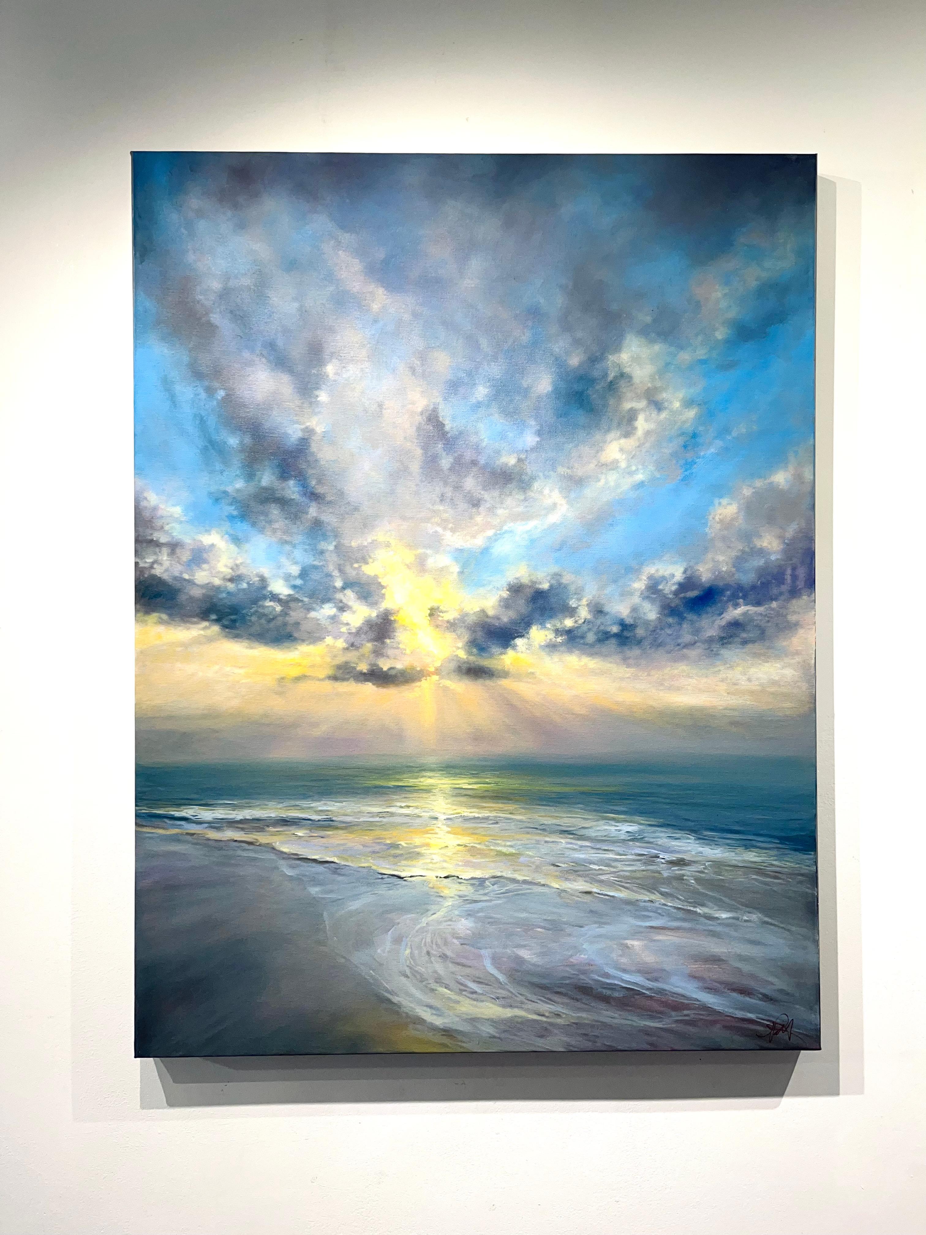 Serenity -original realism sunset seascape-ocean oil painting-contemporary Art - Painting by Joanne Parent