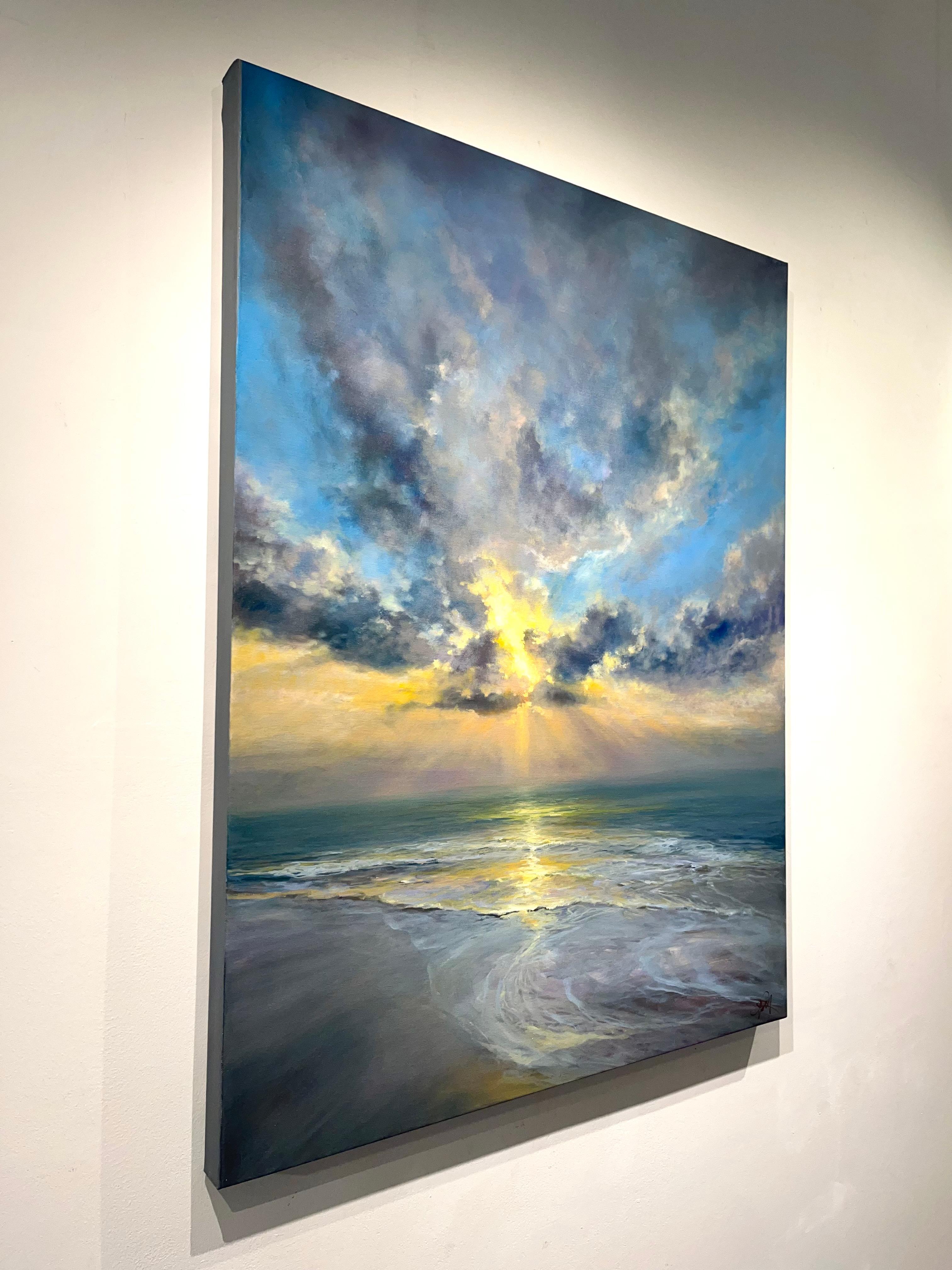 Serenity -original realism sunset seascape-ocean oil painting-contemporary Art - Realist Painting by Joanne Parent