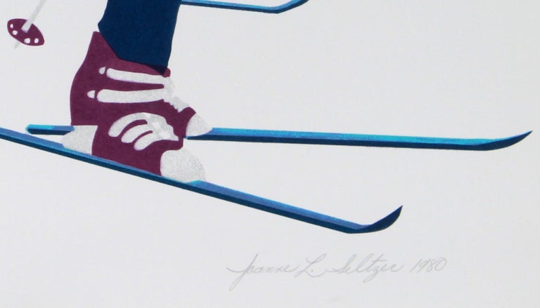 Don't Give Up, Skiing Lithograph by Joanne Seltzer For Sale 1