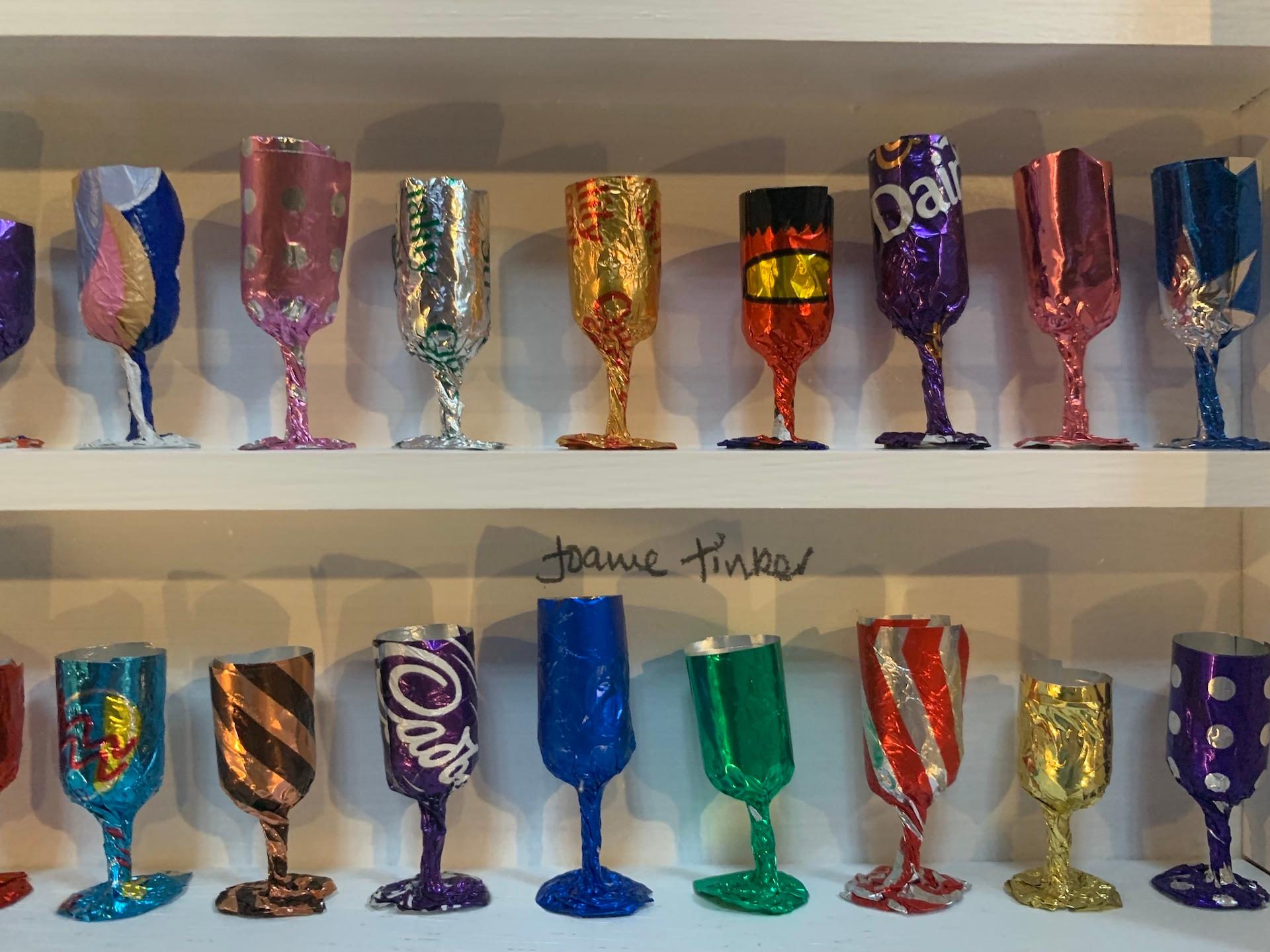 Goblets VIII, Joanne Tinker, Original Wall Sculpture, Sweet Wrappers, Colourful For Sale 3