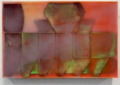 "Frango Rasberry Chocolates" Abstract Cast Wax Wall Painting, in red and green