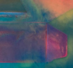 Airgami nº 2, Pintura abstracta de textura cerosa en tonos joya sobre panel de madera