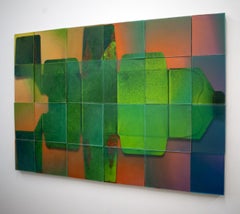 Instalación mural multipanel de cera, "Botox", Instalación abstracta geométrica