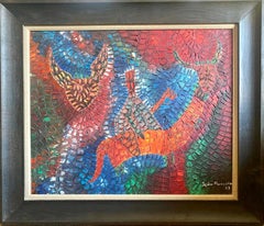 Gran impasto abstracto, modernista brasileño de mediados de siglo, de vibrantes colores joya
