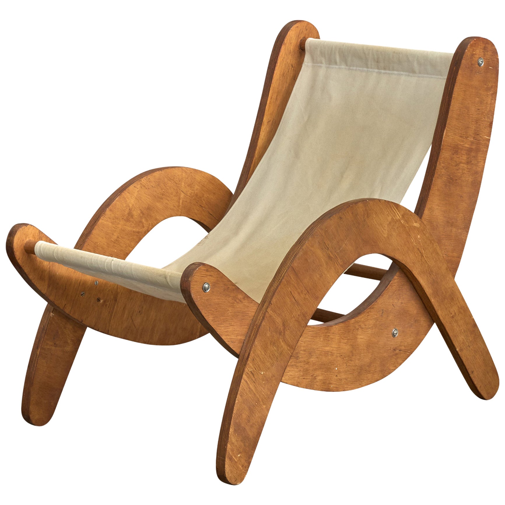 Joao Freire, chaise longue, Wood, tissu, Brésil, années 2010