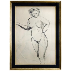 Joao Hogan, Female Nude, 20th Century, Nude Ink on Paper, Modern