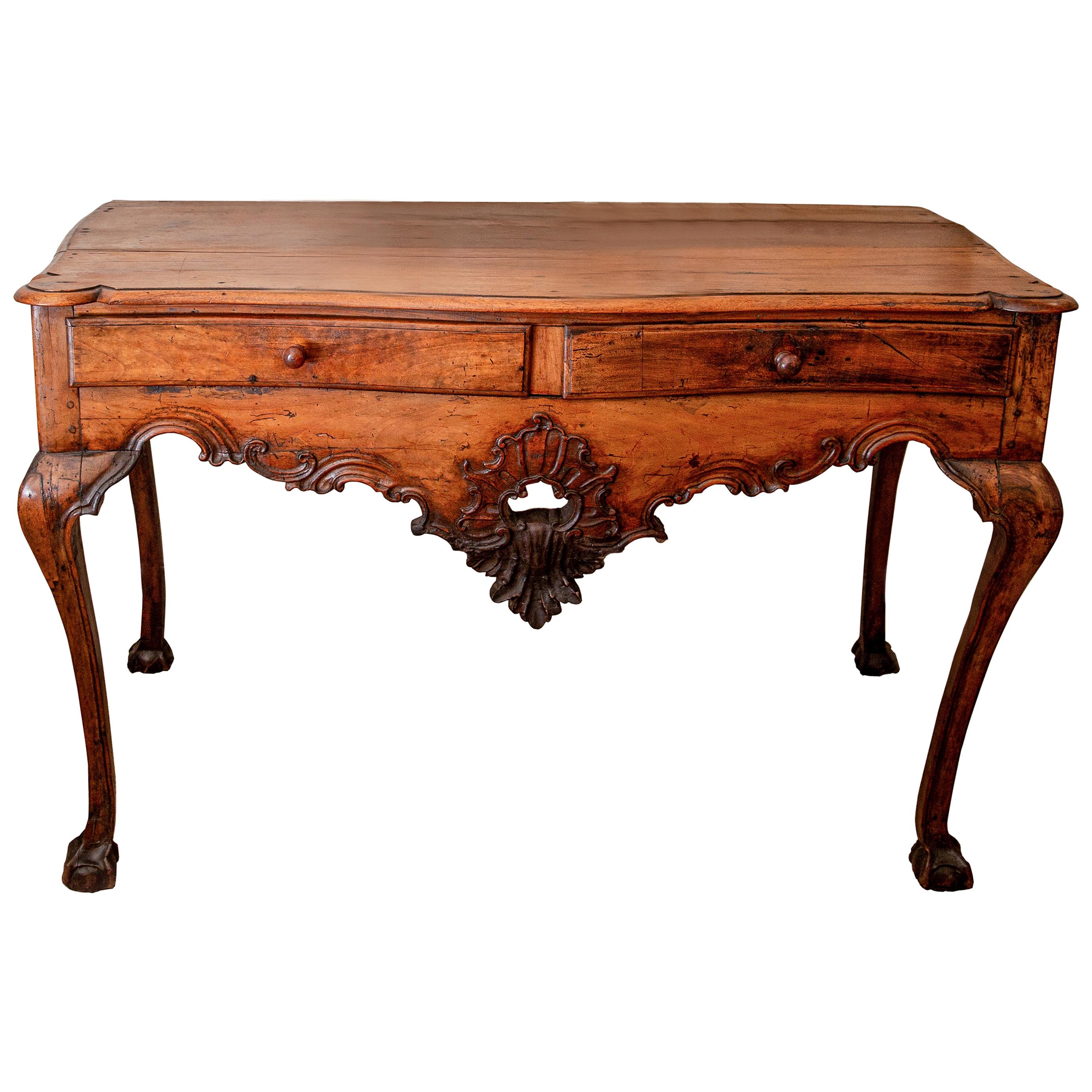 João V King of Portugal, Walnut and Cherrywood Side Table / Desk, 18th Century