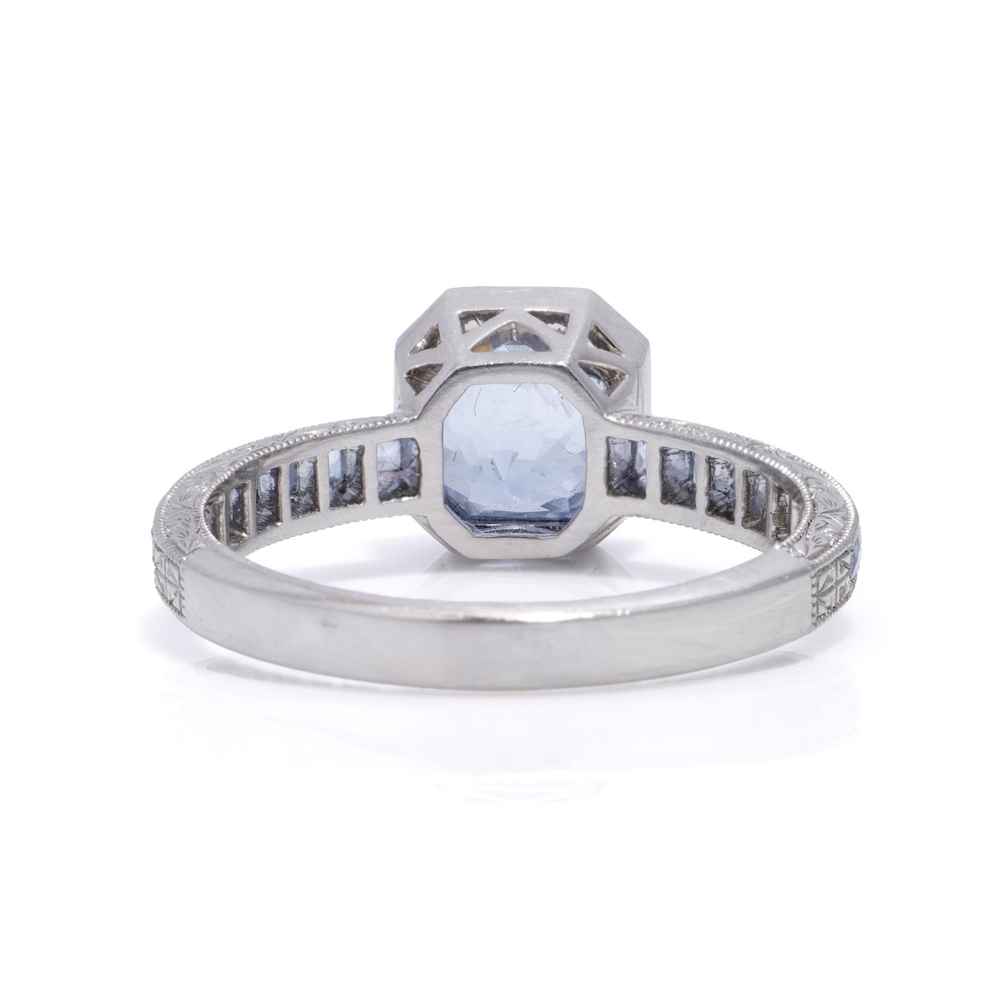 JoAq 850 Platin Art Deco-inspirierter Saphir-Ring im Zustand „Gut“ im Angebot in Braintree, GB