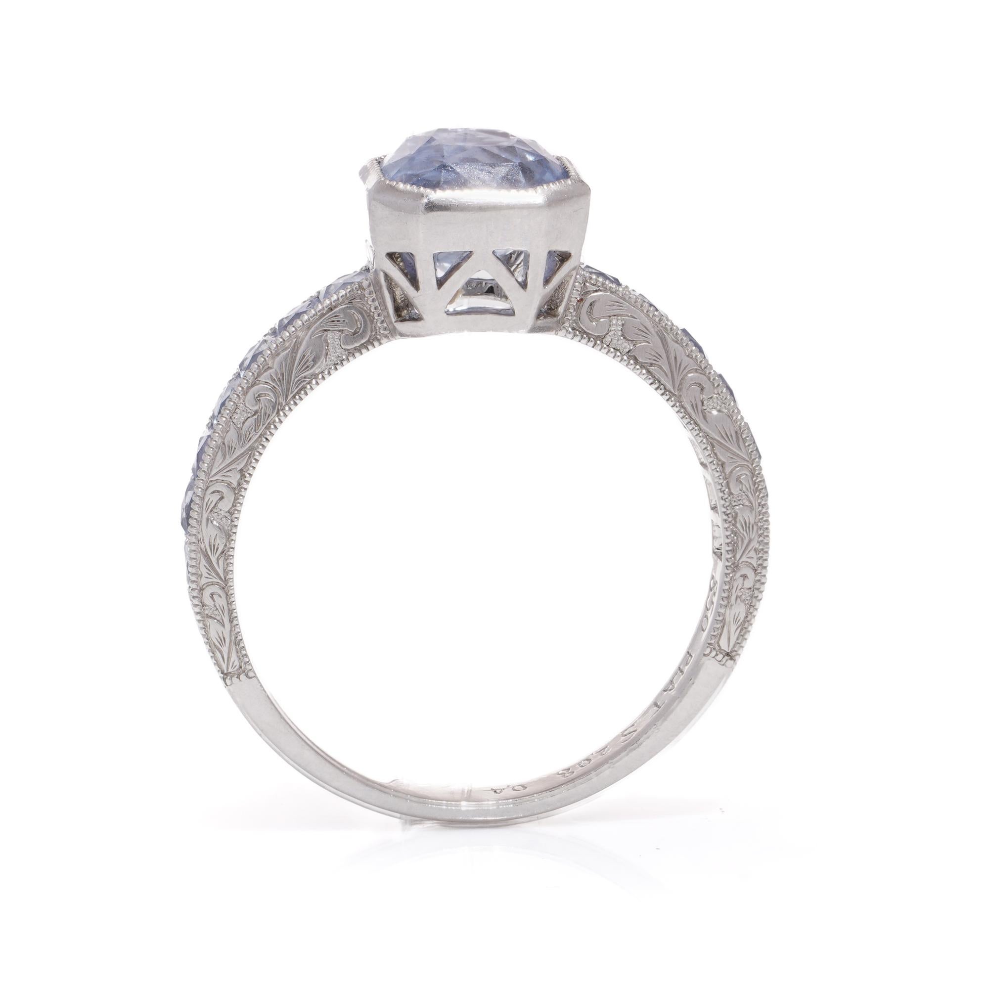 JoAq 850 Platinum Art Deco-inspired Sapphire ring For Sale 1