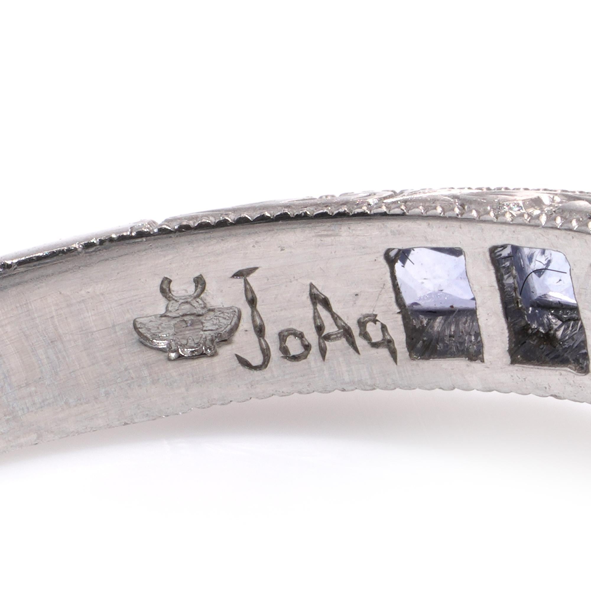 JoAq 850 Platinum Art Deco-inspired Sapphire ring For Sale 4