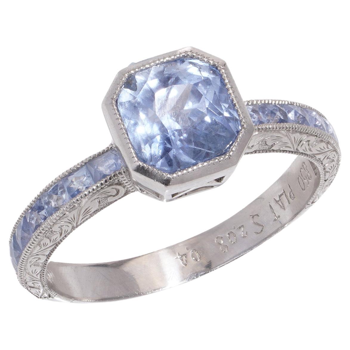 JoAq 850 Platinum Art Deco-inspired Sapphire ring For Sale