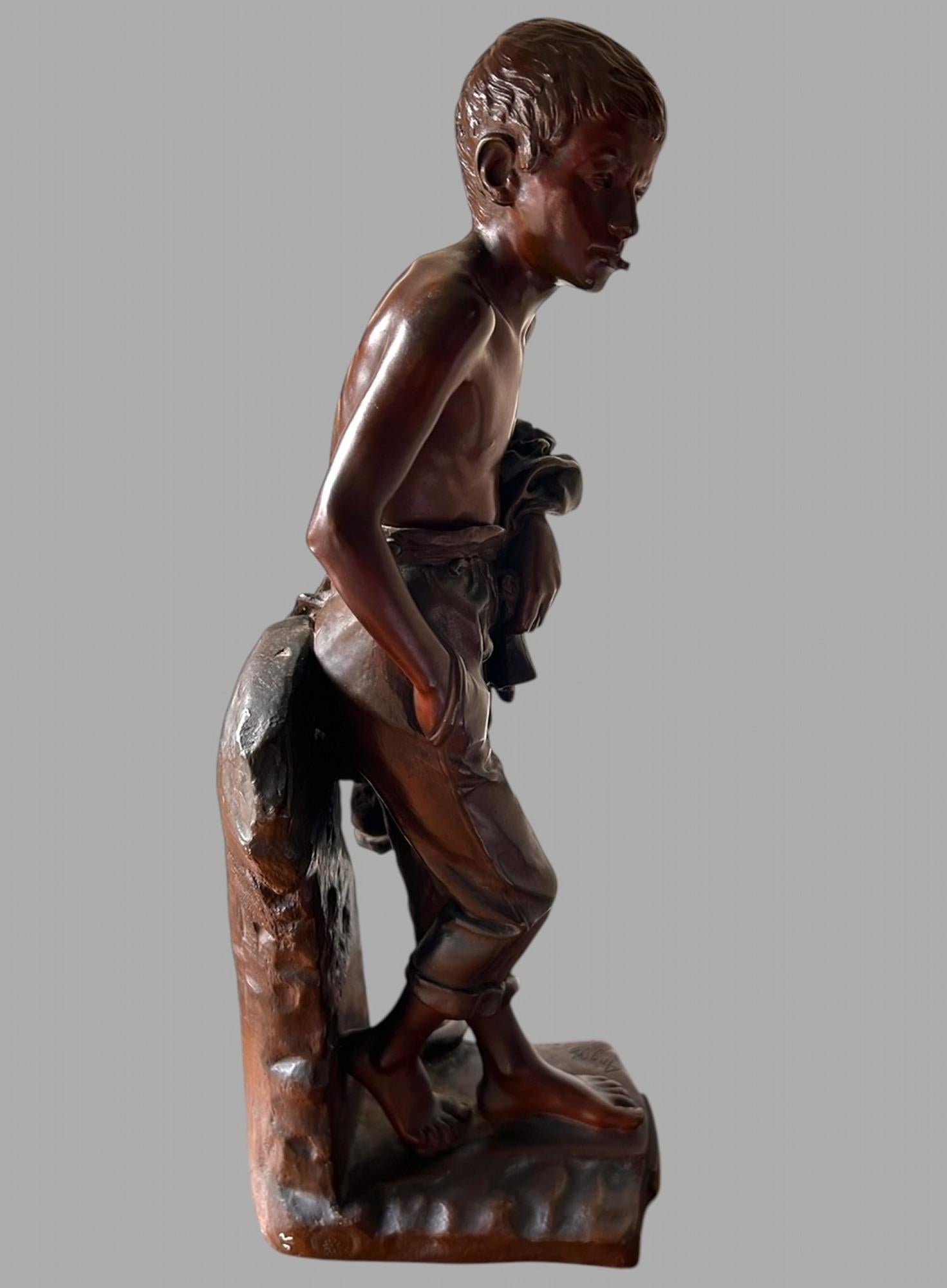 Un favoloso bronzo di Joaquim Angles Cane un bronzo francese del XIX secolo intitolato 'UN PHILOSOPHE' (Il filosofo) esposto alle Beaux Arts di Parigi. Firmato e corredato dal timbro di Parigi che recita 