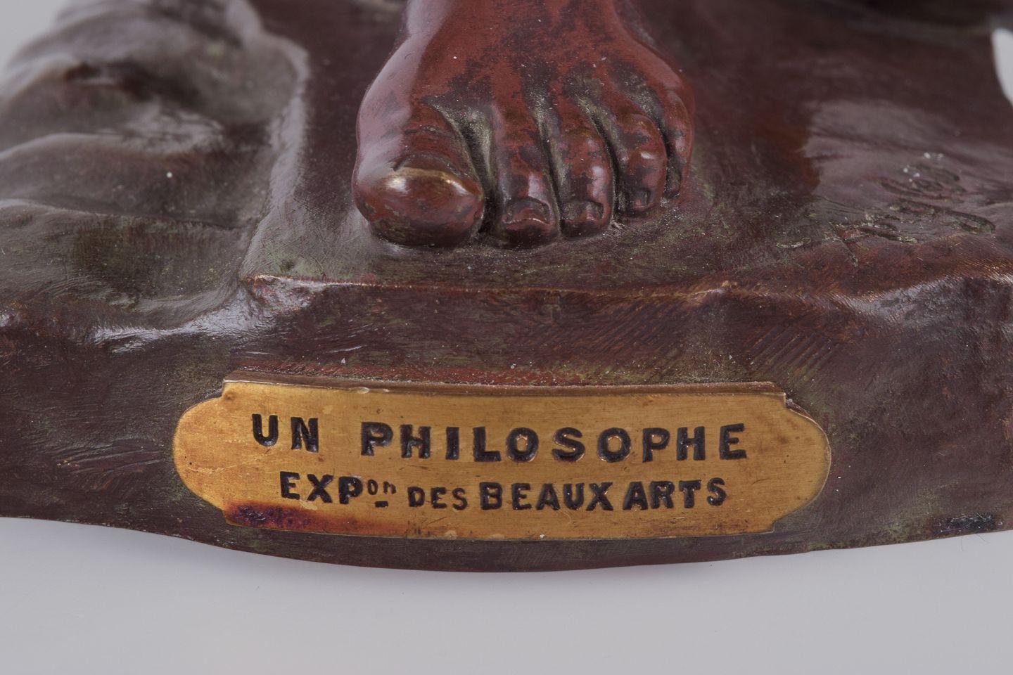 Joaquim Anglés Cané, scultore spagnolo. Un Philosophe'. Grande scultura in bronzo in vendita 1