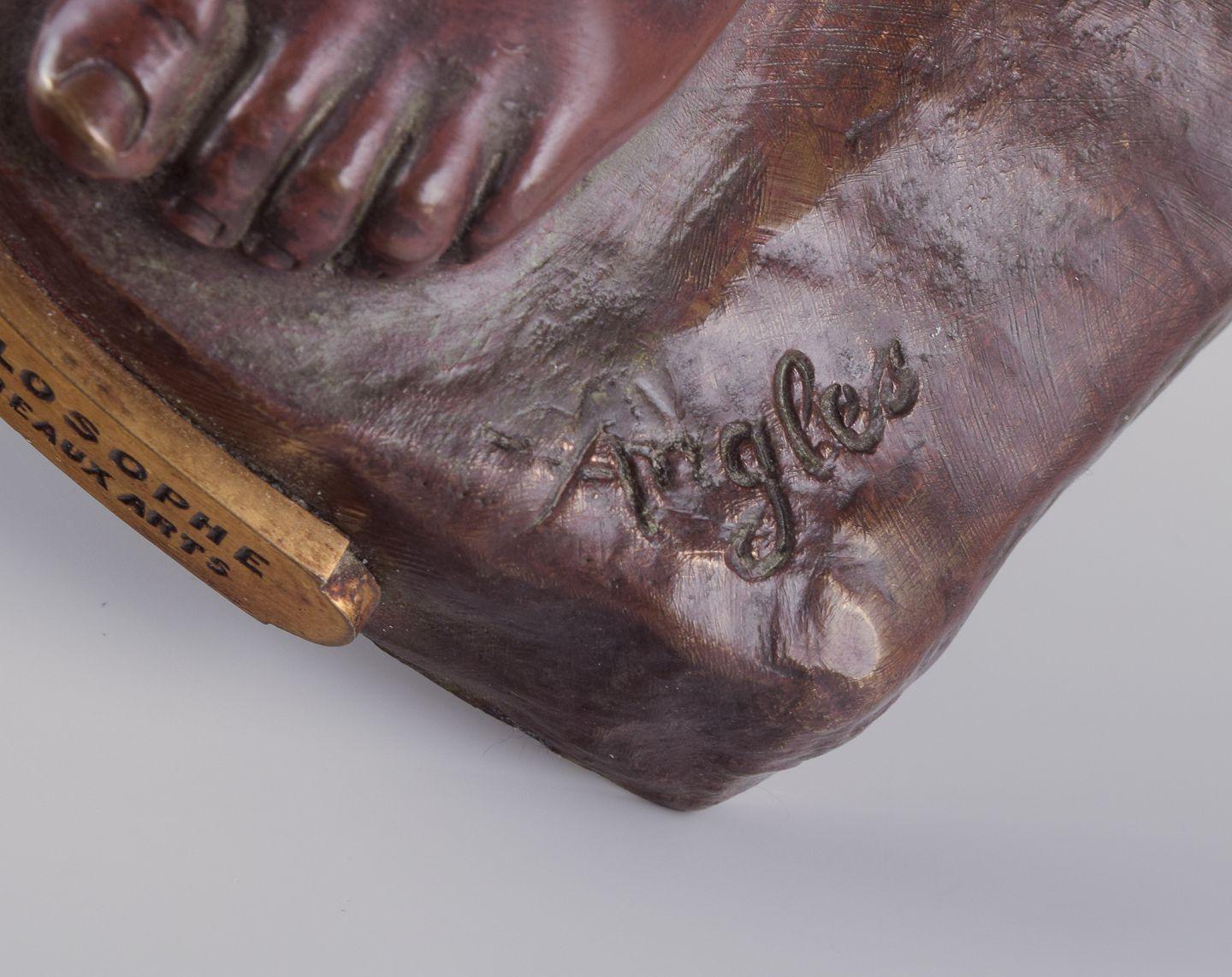 Joaquim Anglés Cané, scultore spagnolo. Un Philosophe'. Grande scultura in bronzo in vendita 2