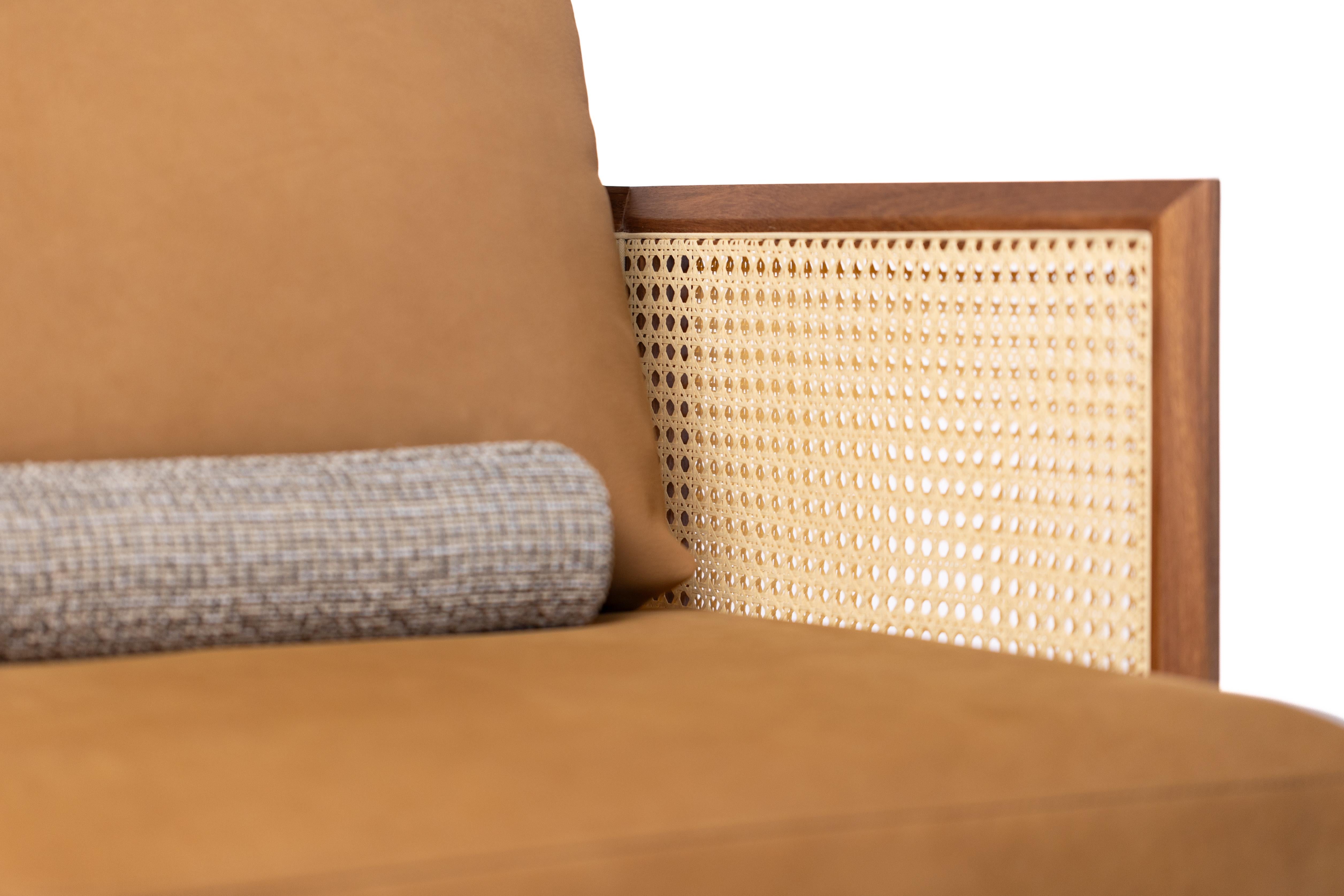 Fauteuil Joaquim par Bruno de Carvalho - Wood Wood, Cotton Weave & Swivel Base en vente 1