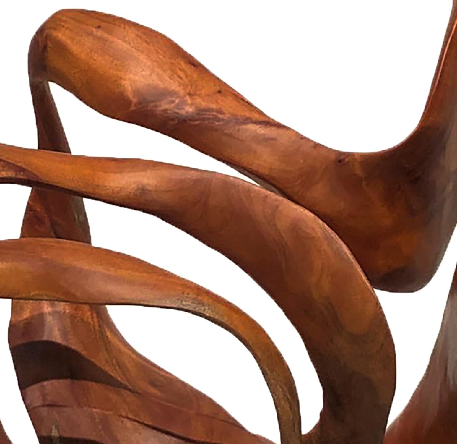 Equilibri - 21st Century, Contemporary, Abstract Sculpture, Mahogany Wood, Root 2
