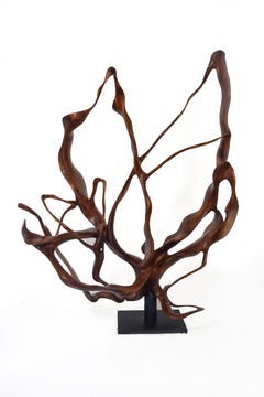Monsoon - 21st Century, Contemporary, Abstract Sculpture, Mahogany Wood, Roots