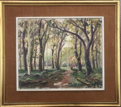 Landscape with characters spanish original oil on canvas painting