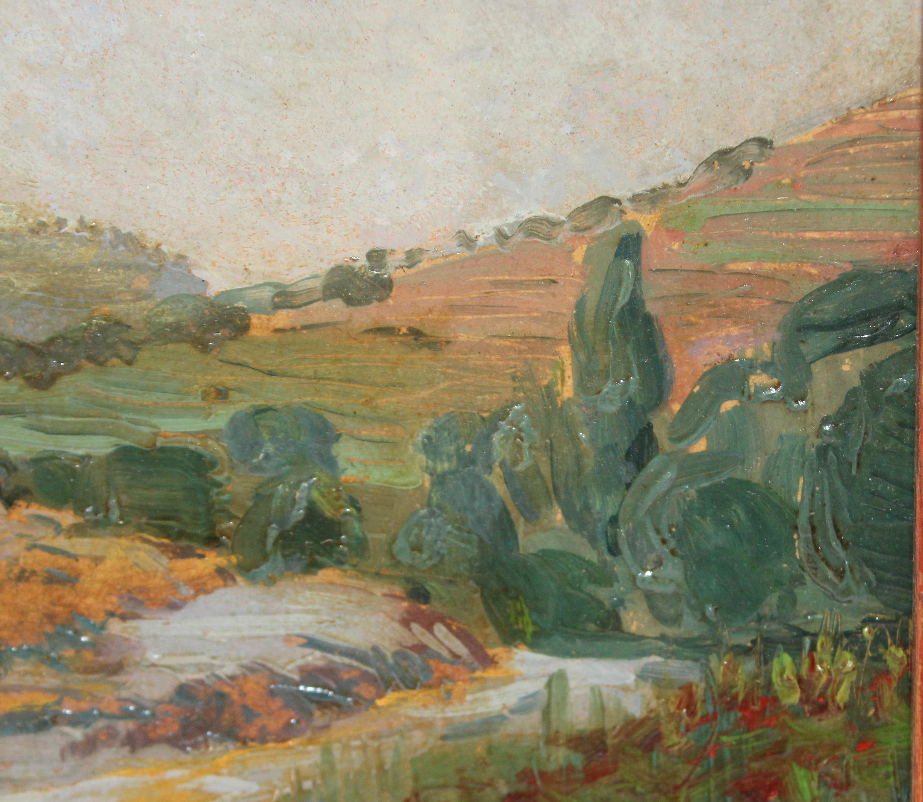 Óleo sobre cartón - Paisaje (Symbolismus), Painting, von Joaquim Mir i Trinxet 
