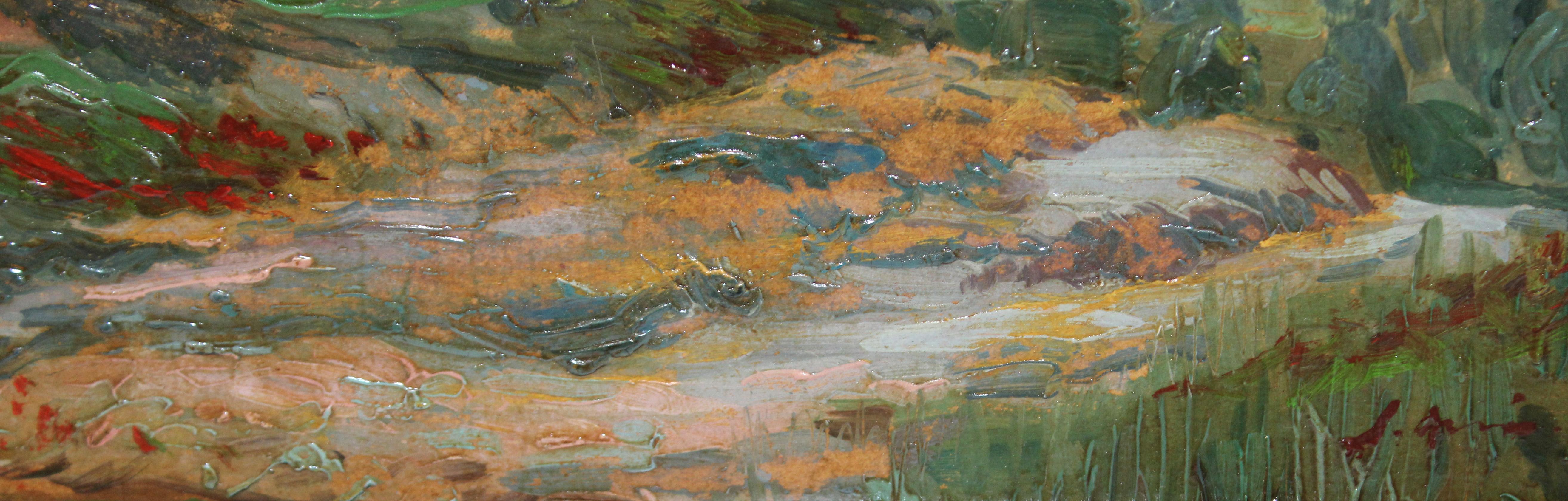 Óleo sobre cartón - Paisaje (Braun), Landscape Painting, von Joaquim Mir i Trinxet 