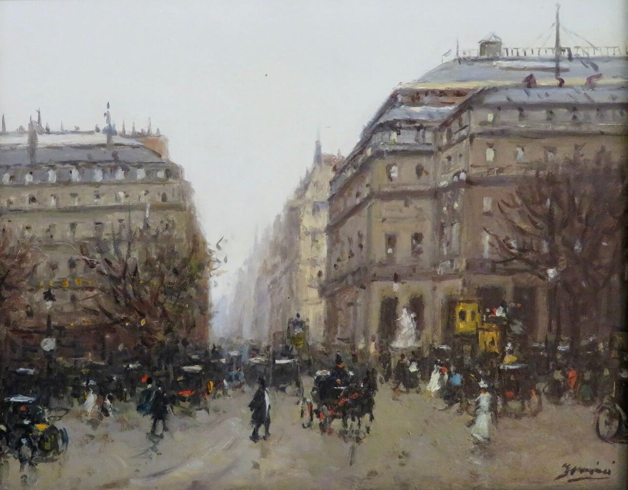 Joaquim Argental (1849-1914) Dipinto a olio impressionista originale ANTICO PARIGI 2