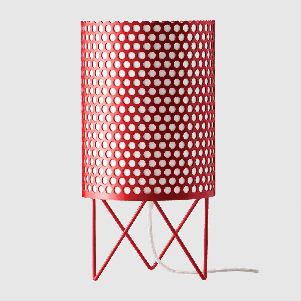 Joaquim Ruiz Millet 'ABC' table lamp in blue. Executed in a blue painted perforated metal shade with white interior diffuser.

Price is per item. 

The ABC table lamp is designed by Joaquim Ruiz Millet as a tribute to Barba Corsini and his