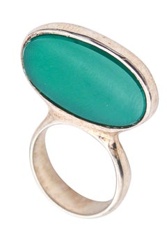 JOAQUIM S'PALIU Barcelona 1970 Bague géométrique en argent sterling 925 et chrysoprase