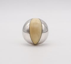 Joaquim S'Paliu Barcelona 1970 Modernist Geometric Cocktail Ring in Sterling