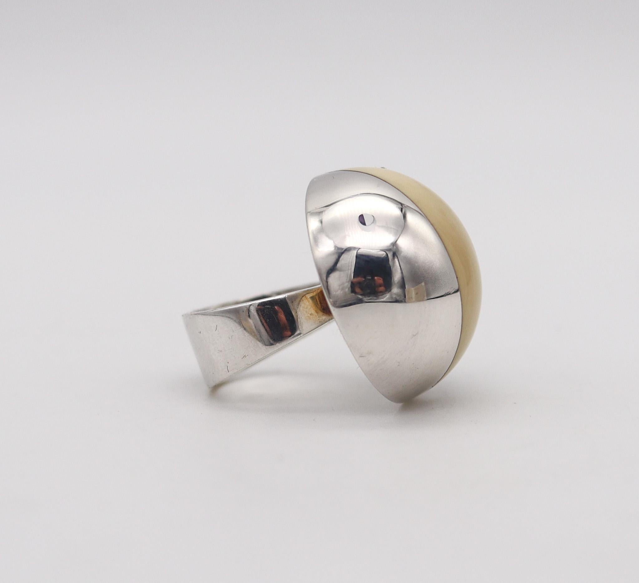 Joaquim S'Paliu Barcelona 1970 Modernist Geometric Cocktail Ring in Sterling  In Excellent Condition For Sale In Miami, FL