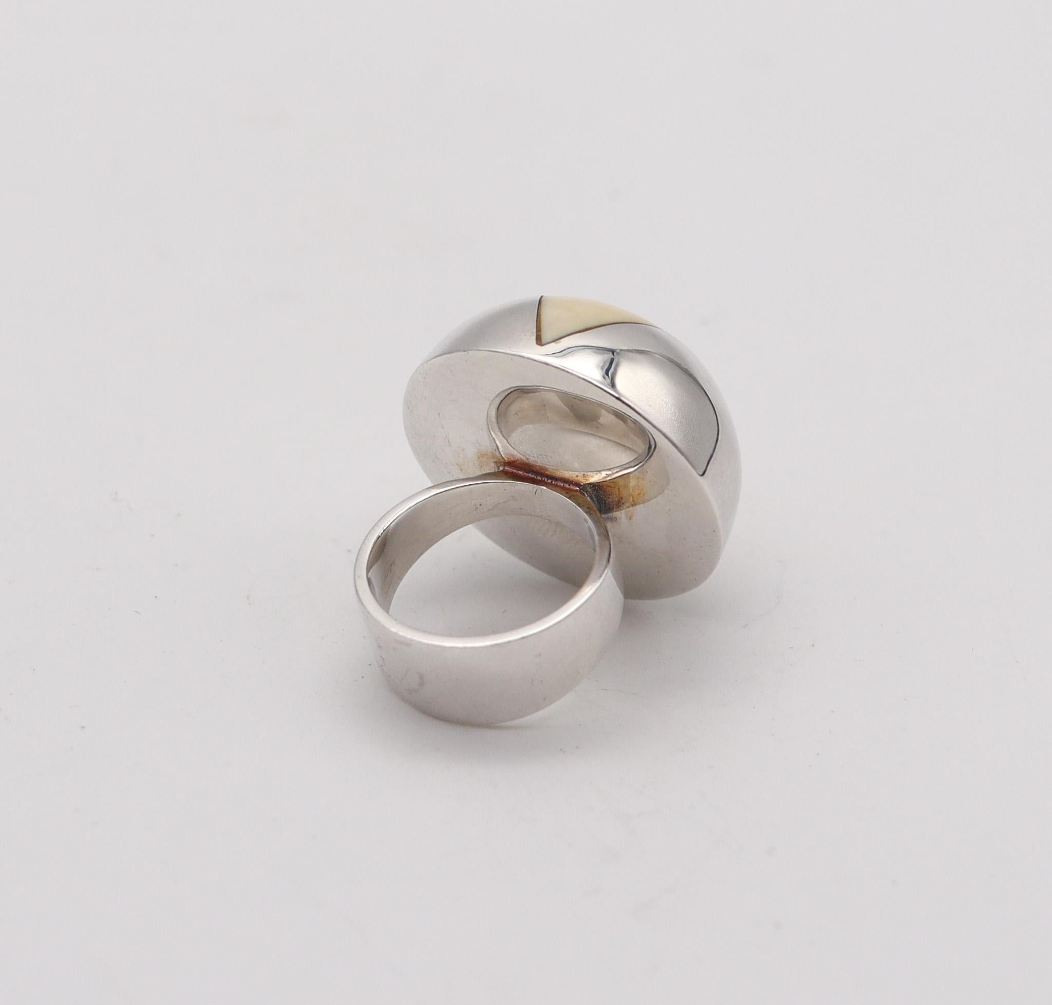 Women's or Men's Joaquim S'Paliu Barcelona 1970 Modernist Geometric Cocktail Ring in Sterling  For Sale